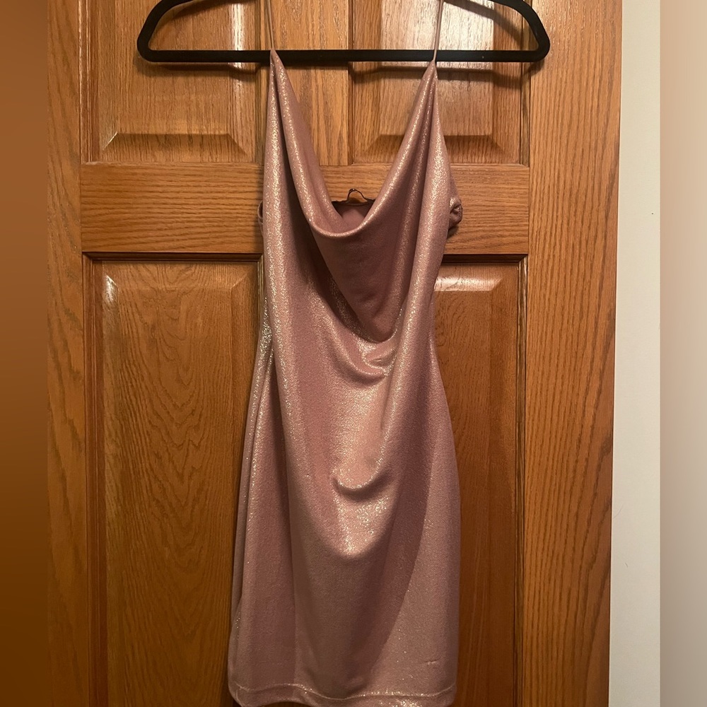 Sparkly pink mini dress. Size small, stretchy material.